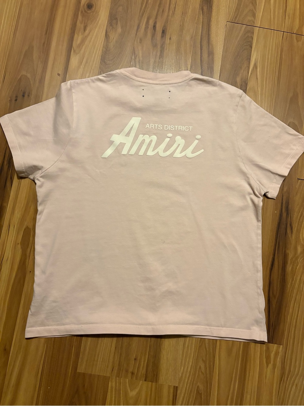 AMIRI Pale Pink Tee with White Script Logo